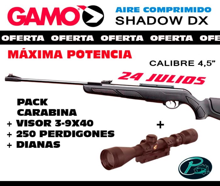 PACK GAMO SHADOW DX 4.5mm+ VISOR 3-9x40 + DIANAS